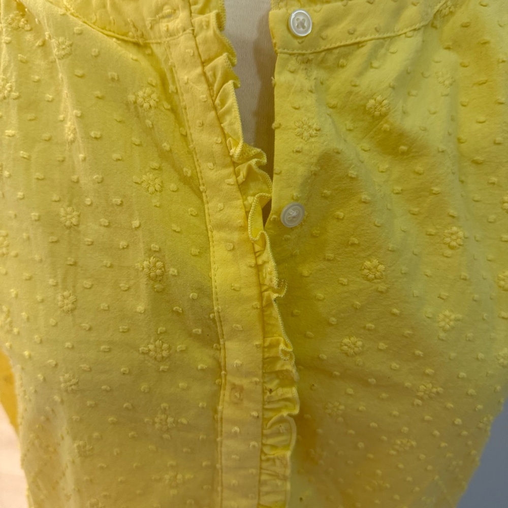 LOFT Yellow Ruffle Cap-Sleeve Blouse - Picture 2 of 4